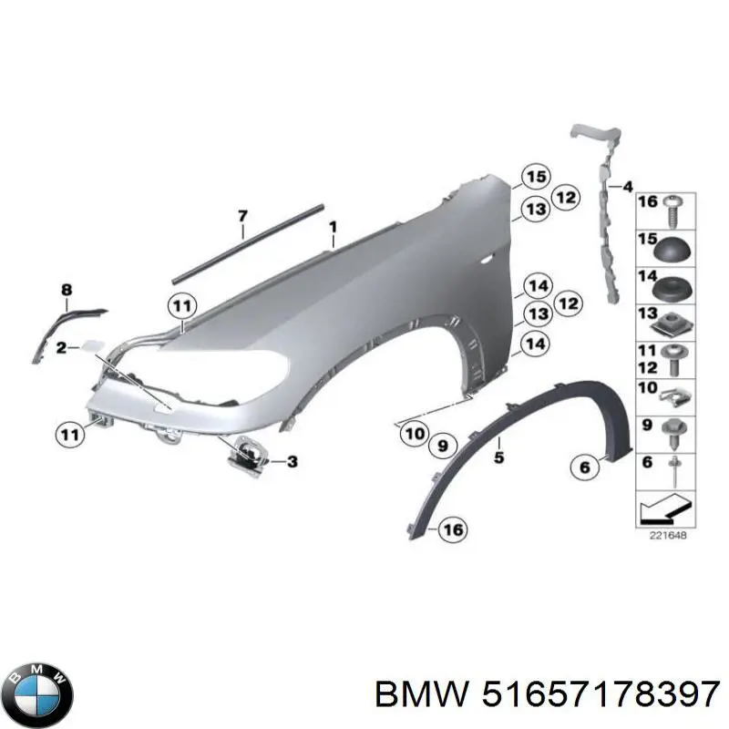 Pára-lama dianteiro esquerdo BMW 51657178397 preço, a partir de 696,52 USD