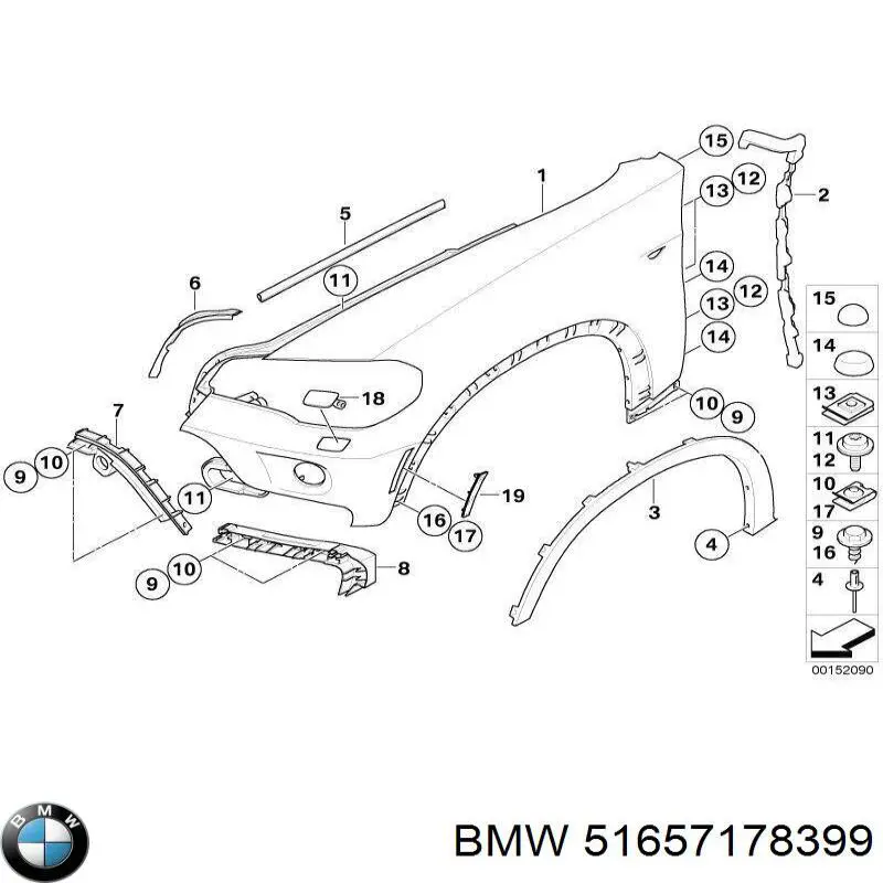 Pára-lama dianteiro esquerdo BMW 51657178399 preço, a partir de 174,00 USD