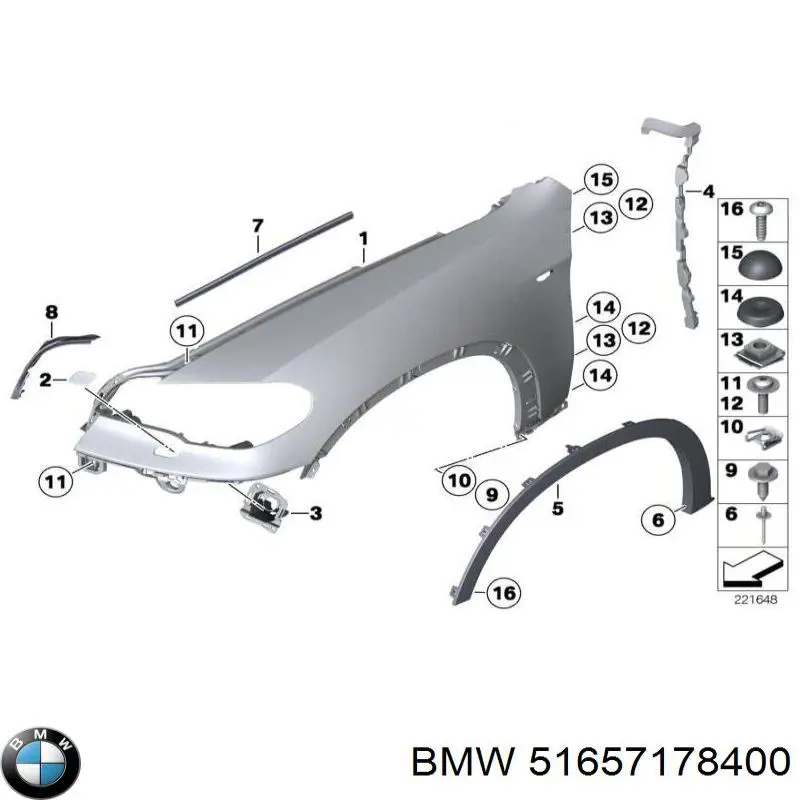 Pára-lama dianteiro direito BMW 51657178400 preço, a partir de 183,68 USD