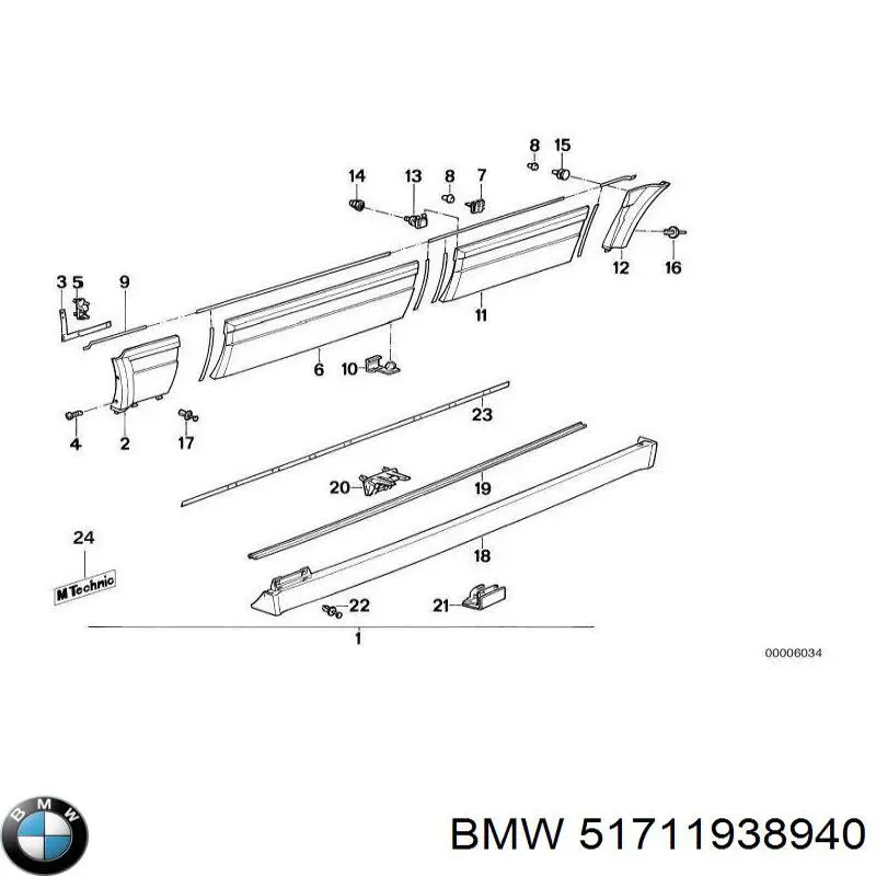 Compre 51711938940 BMW Cápsula (prendedor) de fixação do forro do pára-choque do pára-lama dianteiro