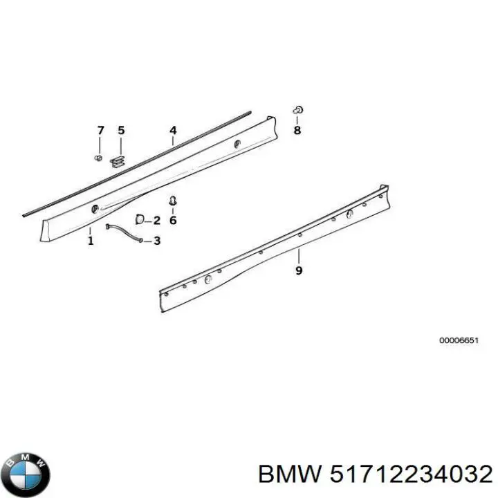 Compre 51712234032 BMW Cápsula (prendedor) de fixação de moldura de pára-brisas