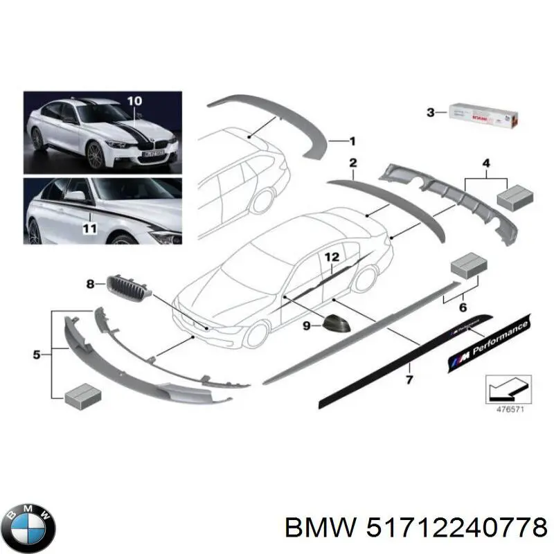 Grelha do radiador direita BMW 51712240778 preço, a partir de 72,73 USD
