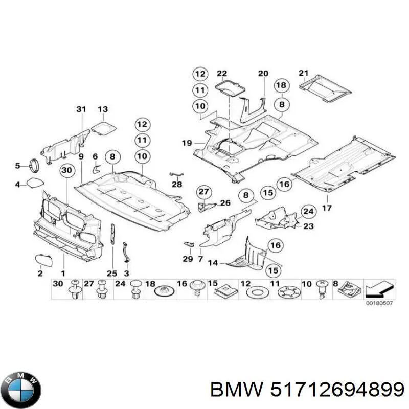 51712694899 BMW Fundo de porta-malas (nicho da roda de recambio)
