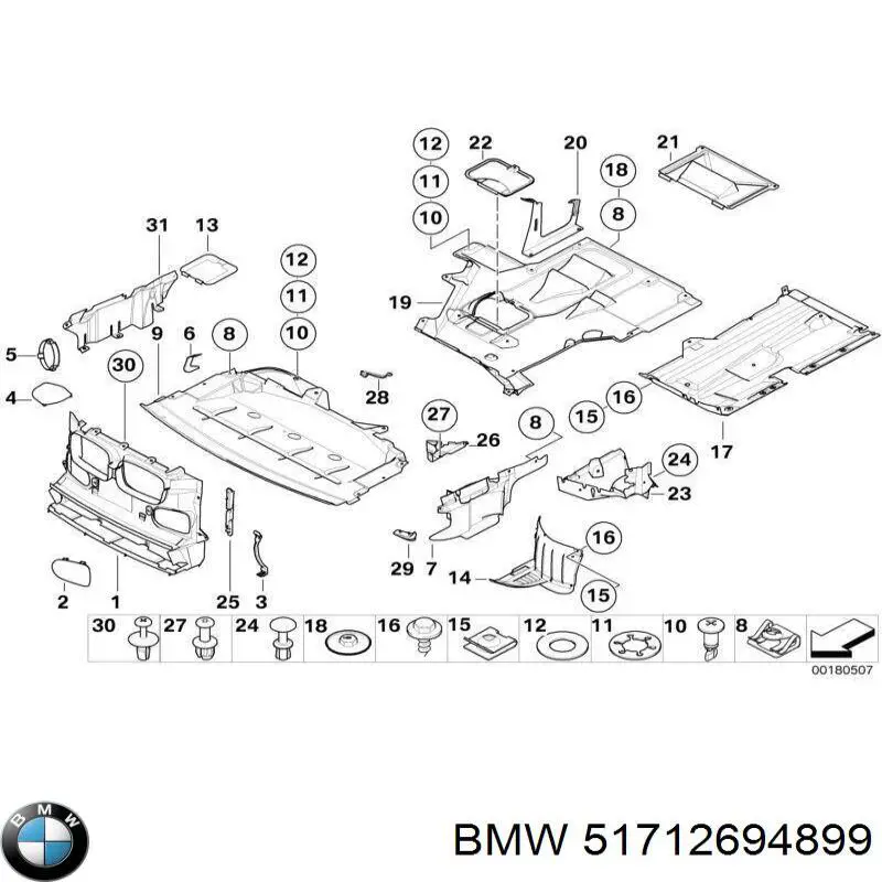 Fundo de porta-malas (nicho da roda de recambio) BMW 51712694899 preço, a partir de 33,44 USD