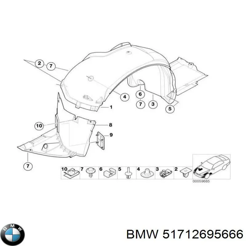  Guarda-barras direito do pára-lama dianteiro BMW 3 coupé (E46) (1999 - 2006) 