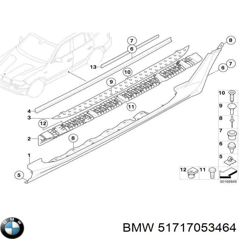 Compre 51717053464 BMW Cápsula (prendedor) de fixação de placas sobrepostas do acesso