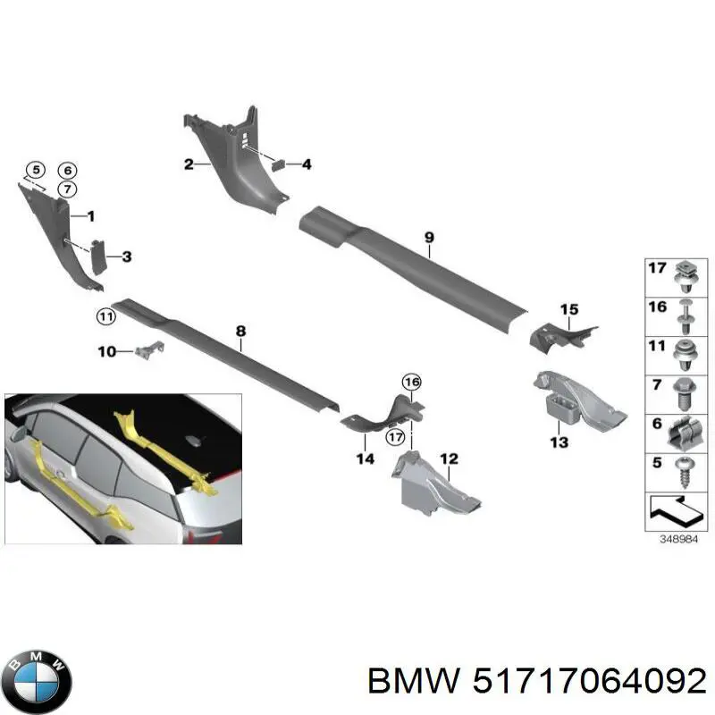 Cápsula (prendedor) de fixação do forro do pára-choque do pára-lama dianteiro BMW 51717064092 preço, a partir de 8,37 USD
