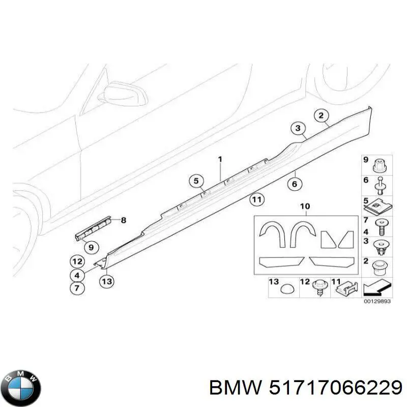 Cápsula (prendedor) de fixação de placas sobrepostas do acesso BMW 51717066229 preço, a partir de 4,66 USD
