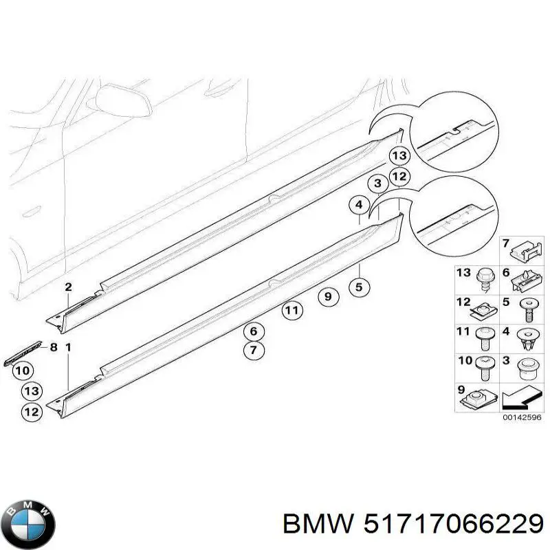 Compre 51717066229 BMW Cápsula (prendedor) de fixação de placas sobrepostas do acesso