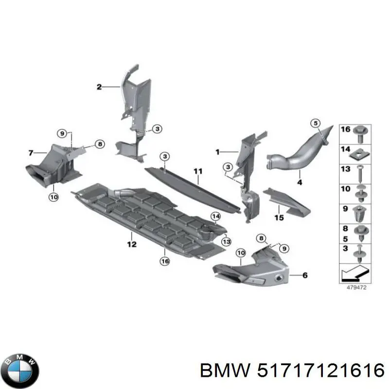 51717121616 BMW Conduto de ar do freio de disco direito
