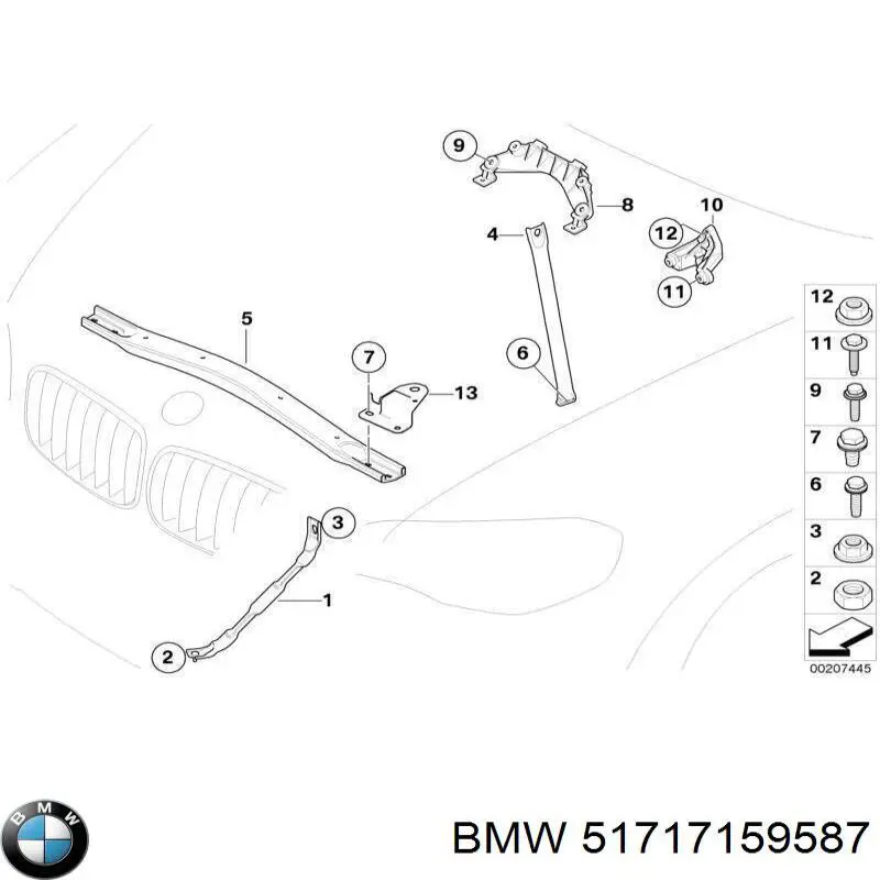 51717159587 BMW Barra separadora esquerda das vigas dianteiras de suspensão