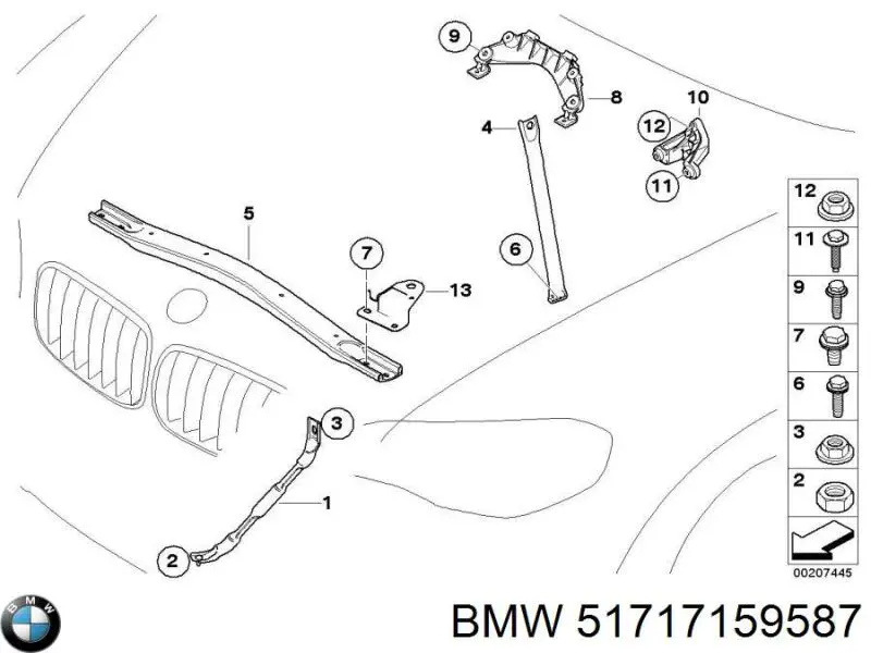 Barra separadora esquerda das vigas dianteiras de suspensão BMW 51717159587 preço, a partir de 45,44 USD