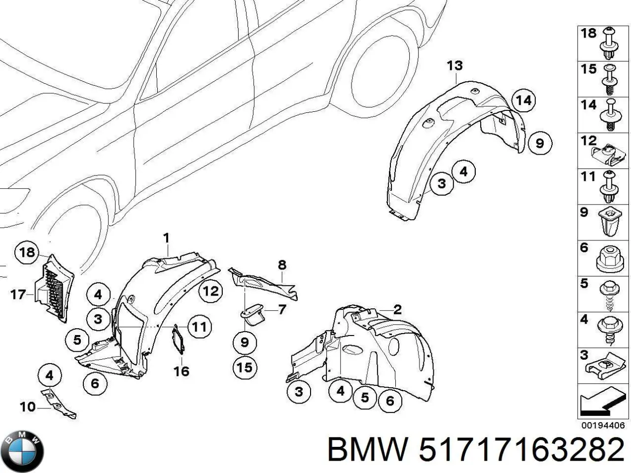 Guarda-barras direito do pára-lama dianteiro para BMW X5  E70