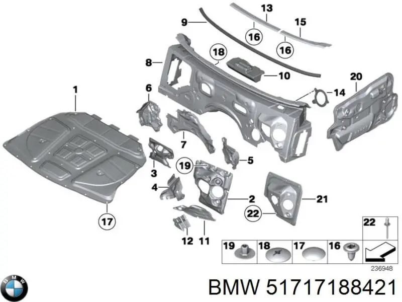 51717188421 BMW Isolamento contra o ruído do painel de motores