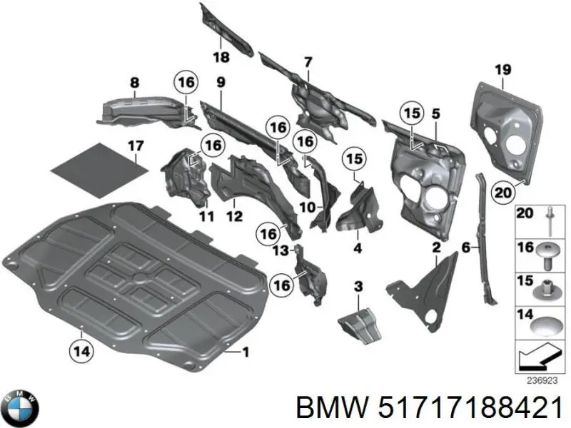 Isolamento contra o ruído do painel de motores BMW 51717188421 preço, a partir de 29,72 USD