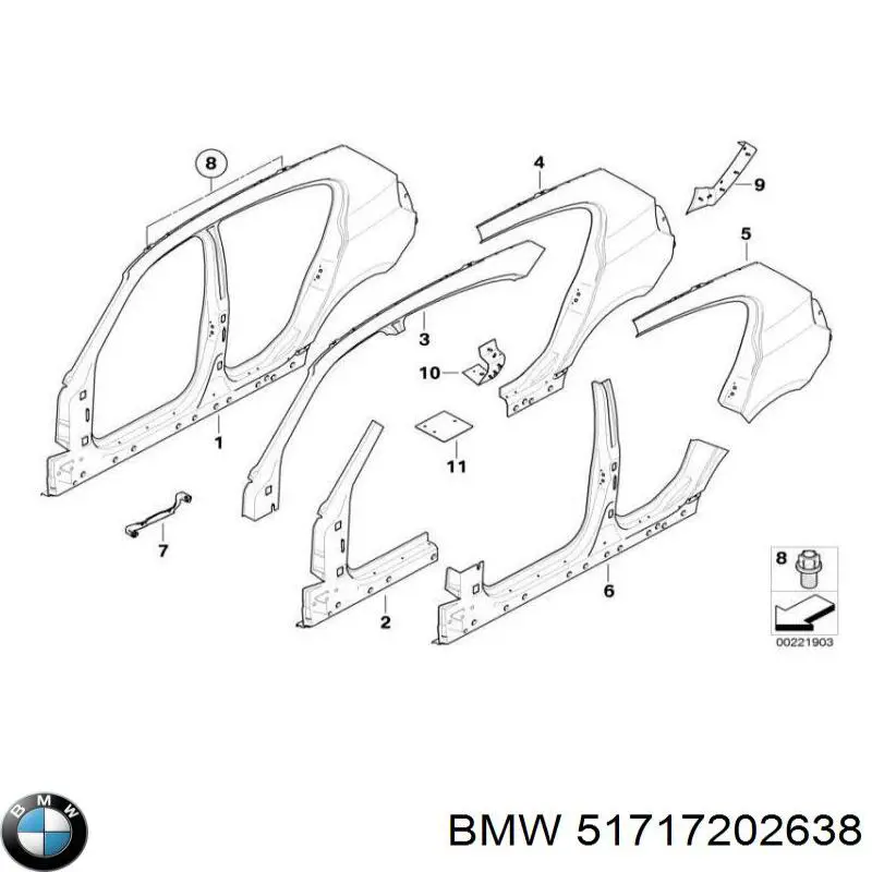 Compre 51717202638 BMW Guarda-barras do pára-lama traseiro direito