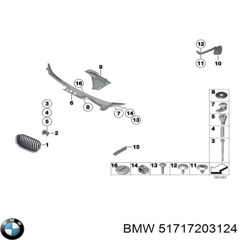 Grelha de limpadores de pára-brisa BMW 51717203124 preço, a partir de 67,36 USD