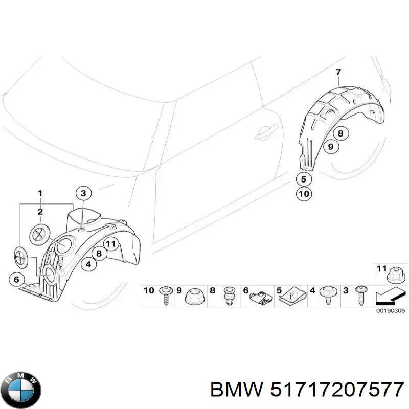 Guarda-barras esquerdo do pára-lama dianteiro BMW 51717207577 preço, a partir de 49,66 USD