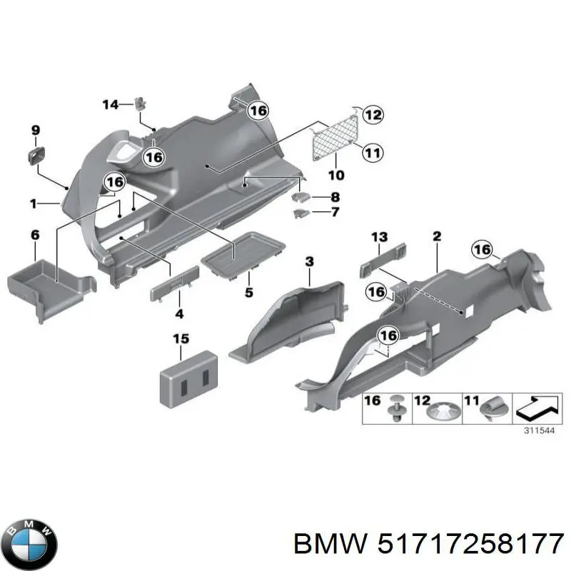 Grelha de limpadores de pára-brisa BMW 51717258177 preço, a partir de 96,54 USD