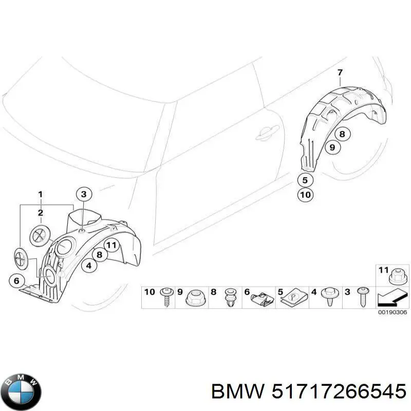 Guarda-barras esquerdo do pára-lama dianteiro BMW 51717266545 preço, a partir de 93,43 USD