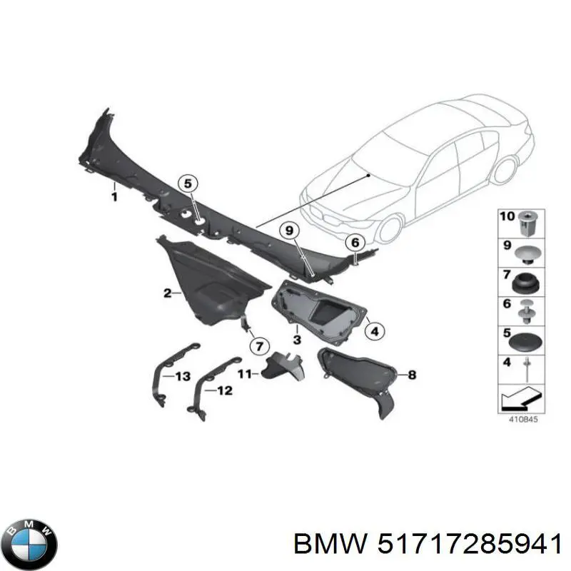 51717285941 BMW Grelha de limpadores de pára-brisa