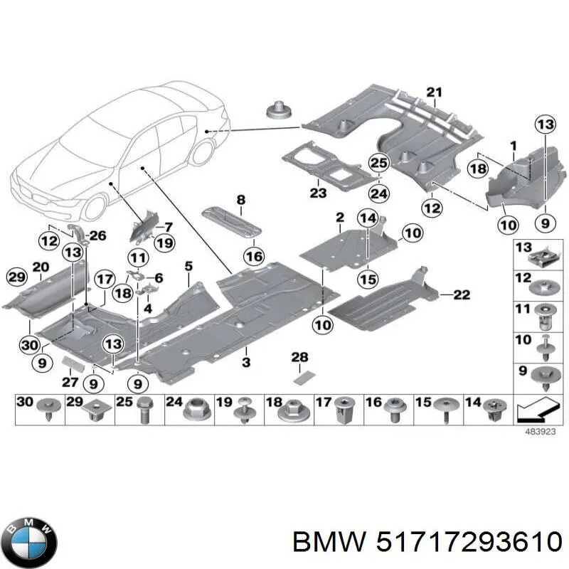 51717293610 BMW Moldura de vidro traseiro