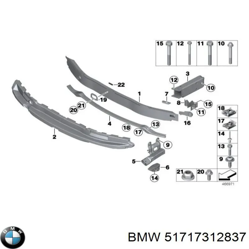 51717312837 BMW Guarda-barras esquerdo dianteiro do pára-lama dianteiro