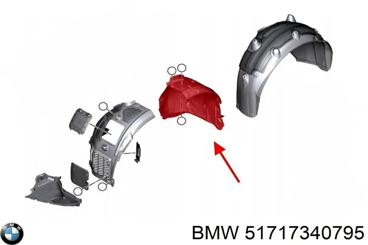 Guarda-barras esquerdo traseiro do pára-lama dianteiro BMW 51717340795 preço, a partir de 71,61 USD