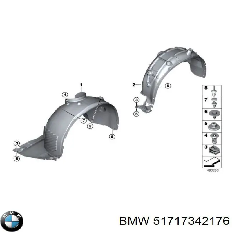51717342176 BMW Guarda-barras direito do pára-lama dianteiro