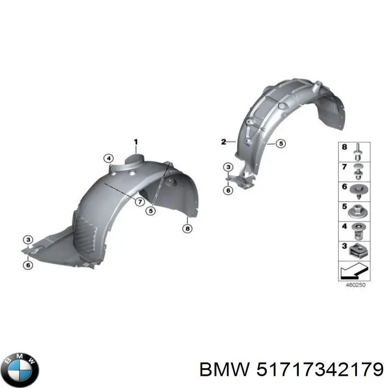 51717342179 BMW Guarda-barras esquerdo do pára-lama dianteiro