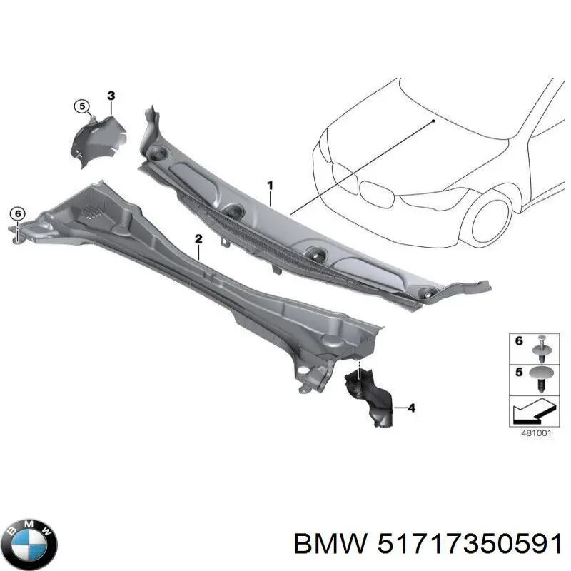 51717350591 BMW Grelha de limpadores de pára-brisa