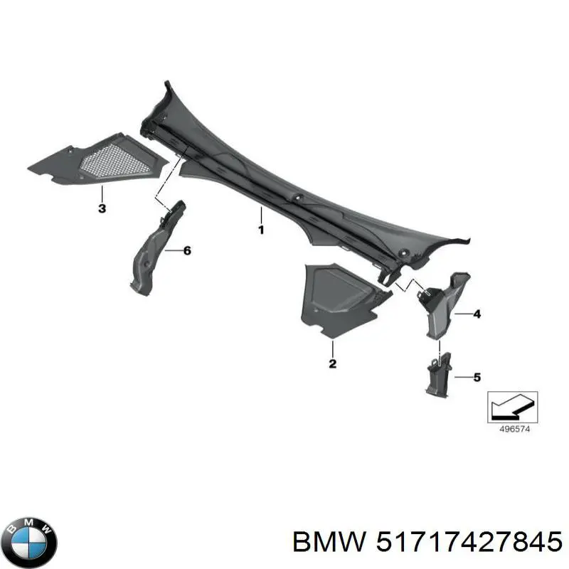 51717427845 BMW Dreno de pára-brisas, bofes