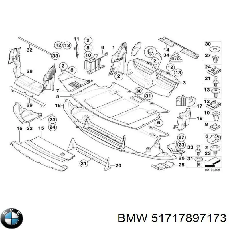 51717897173 BMW Conduto de ar (defletor) inferior do radiador