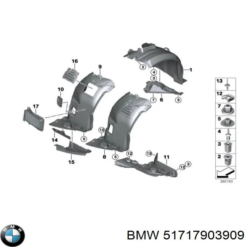 51717903909 BMW Proteção de motor esquerdo