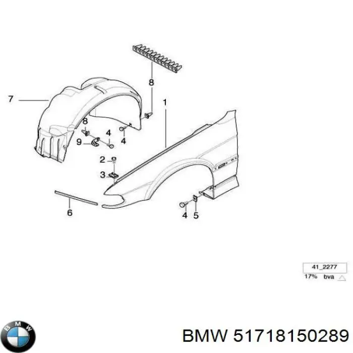 Guarda-barras esquerdo do pára-lama dianteiro BMW 51718150289 preço, a partir de 31,37 USD