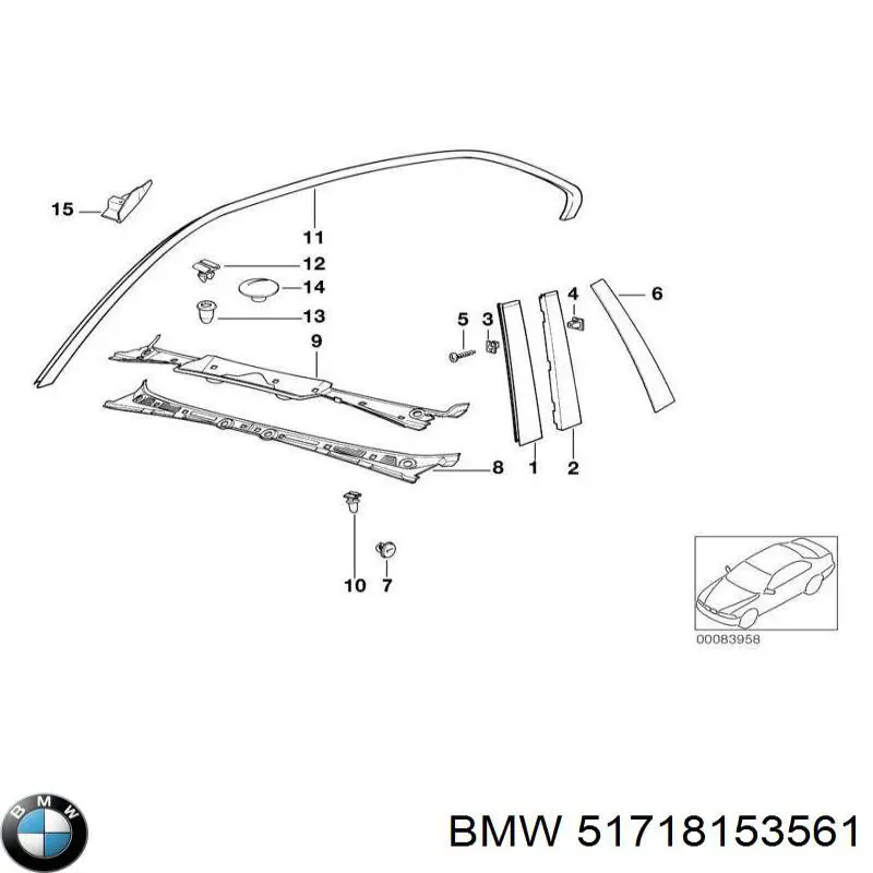 51718153561 BMW Cápsula (prendedor) de fixação do forro do pára-choque do pára-lama dianteiro