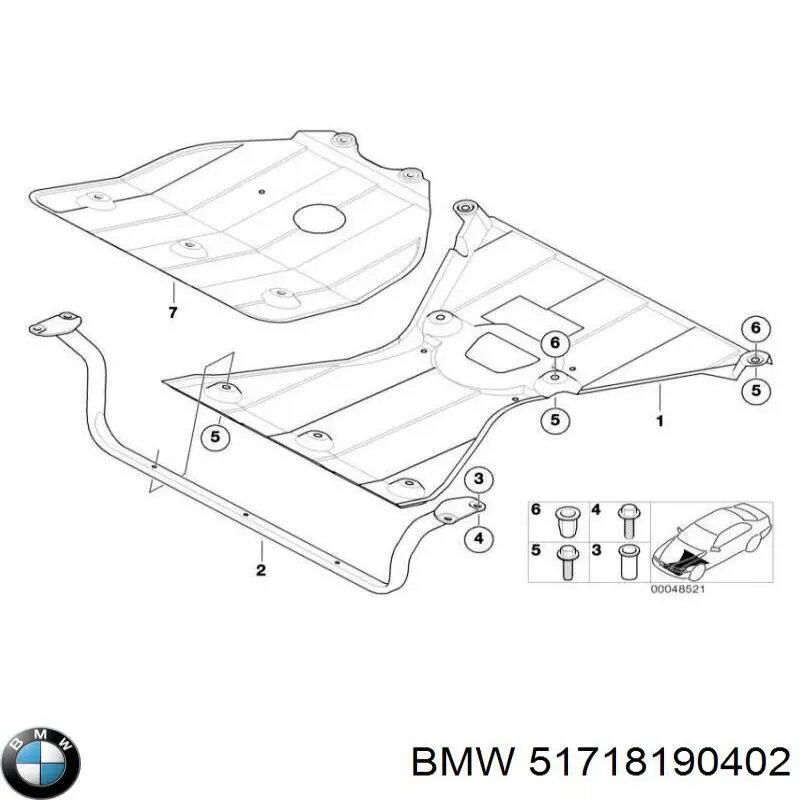 Proteção de motor, de panela (da seção de motor) para BMW 7  E38