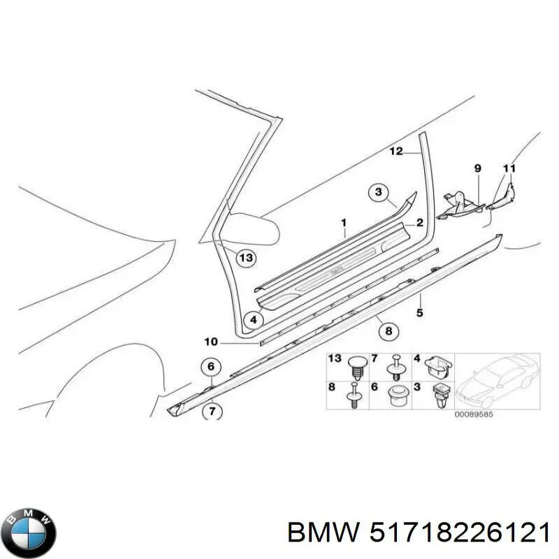 Cápsula (prendedor) de fixação de placas sobrepostas do acesso BMW 51718226121 preço, a partir de 158,34 USD