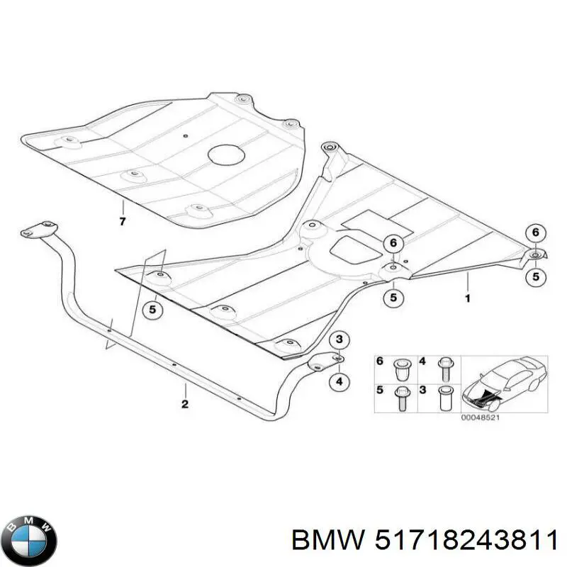 Proteção de motor, de panela (da seção de motor) BMW 51718243811 preço, a partir de 243,08 USD