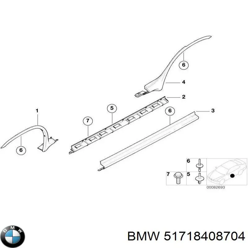 Expansor (placa sobreposta) de arco do pára-lama dianteiro direito BMW 51718408704 preço, a partir de 62,99 USD