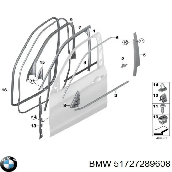 51727289608 BMW Compactador da porta dianteira (na carroçaria)