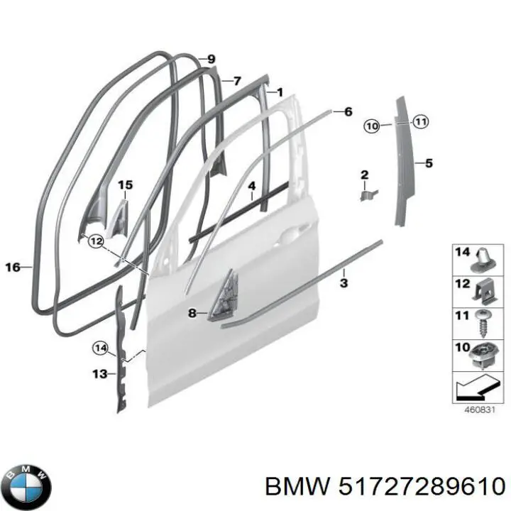 51727289610 BMW Compactador da porta dianteira (na carroçaria)