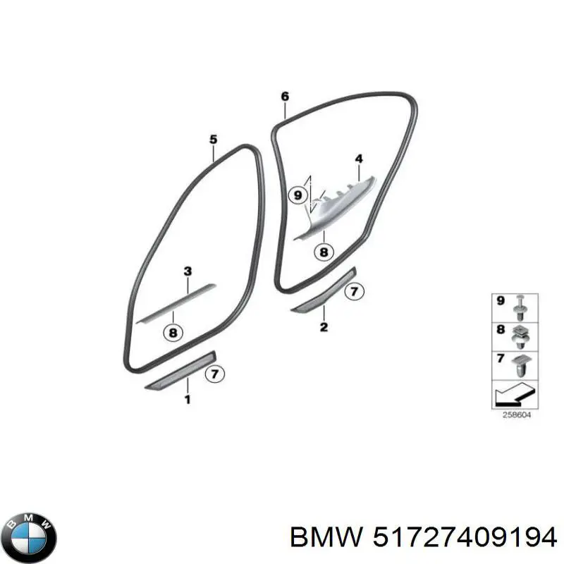 51727409194 BMW Compactador da porta dianteira direita (na carroçaria)
