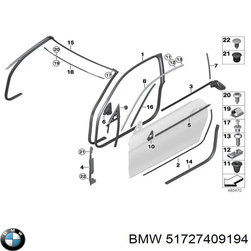 Compactador da porta dianteira direita (na carroçaria) BMW 51727409194 preço, a partir de 109,80 USD