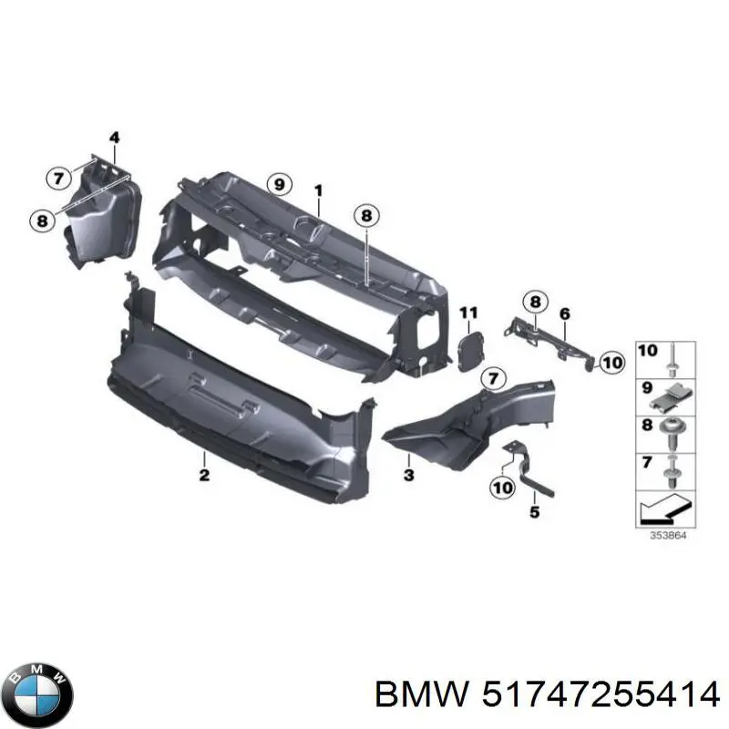 51747255414 BMW Conduto de ar (defletor) inferior do radiador