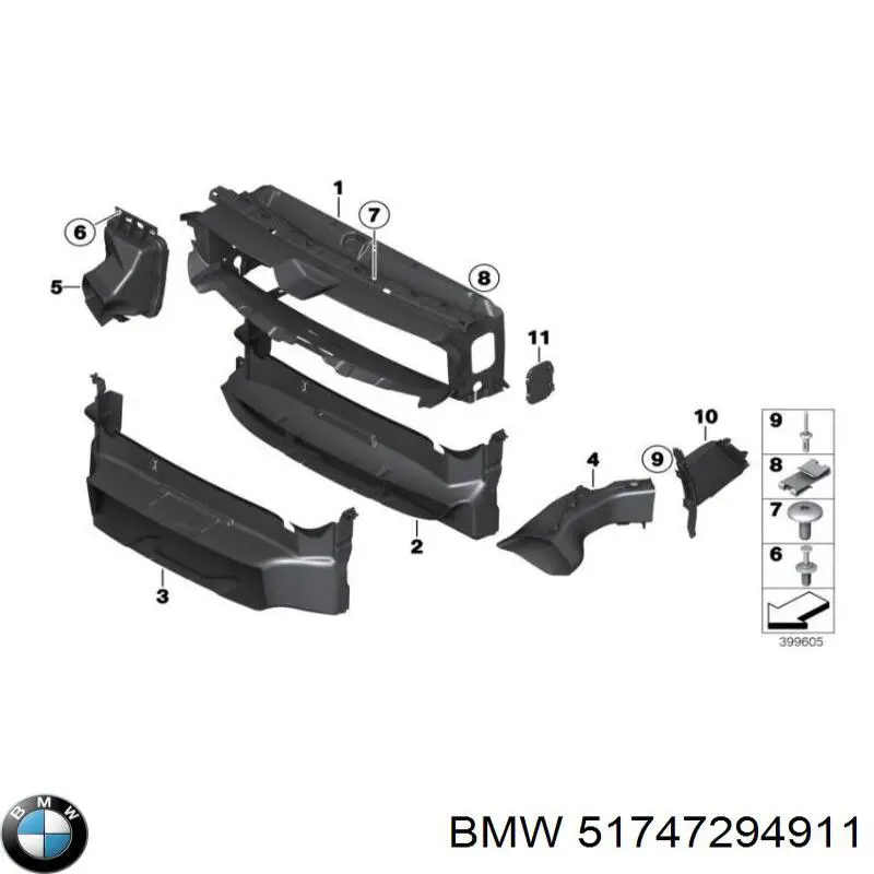 51747294911 BMW Conduto de ar (defletor) inferior do radiador