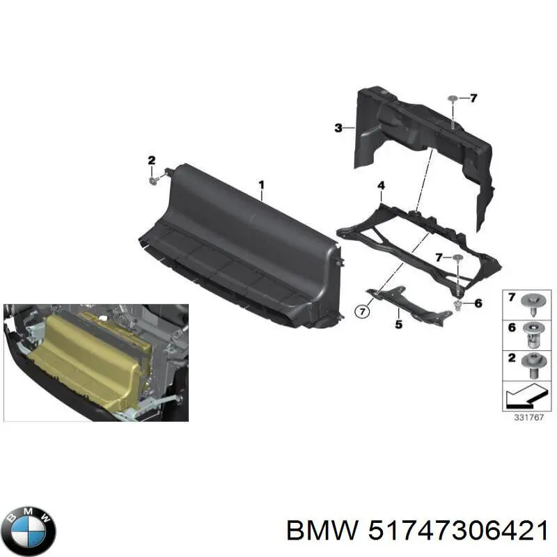 51747306421 BMW Conduto de ar (defletor) do radiador