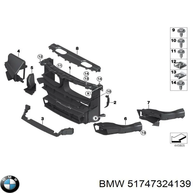51747324139 BMW Conduto de ar (defletor) esquerdo do radiador