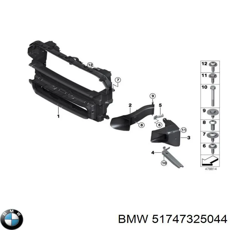 51747325044 BMW Consola do radiador esquerdo