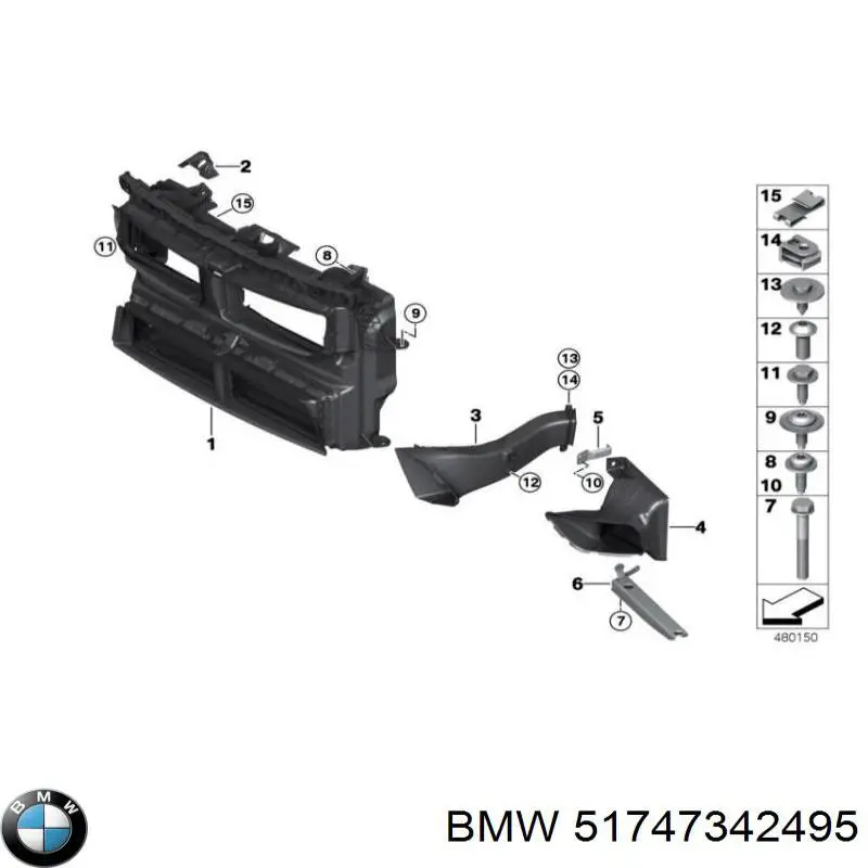51747342495 BMW Conduto de ar (defletor) esquerdo do radiador